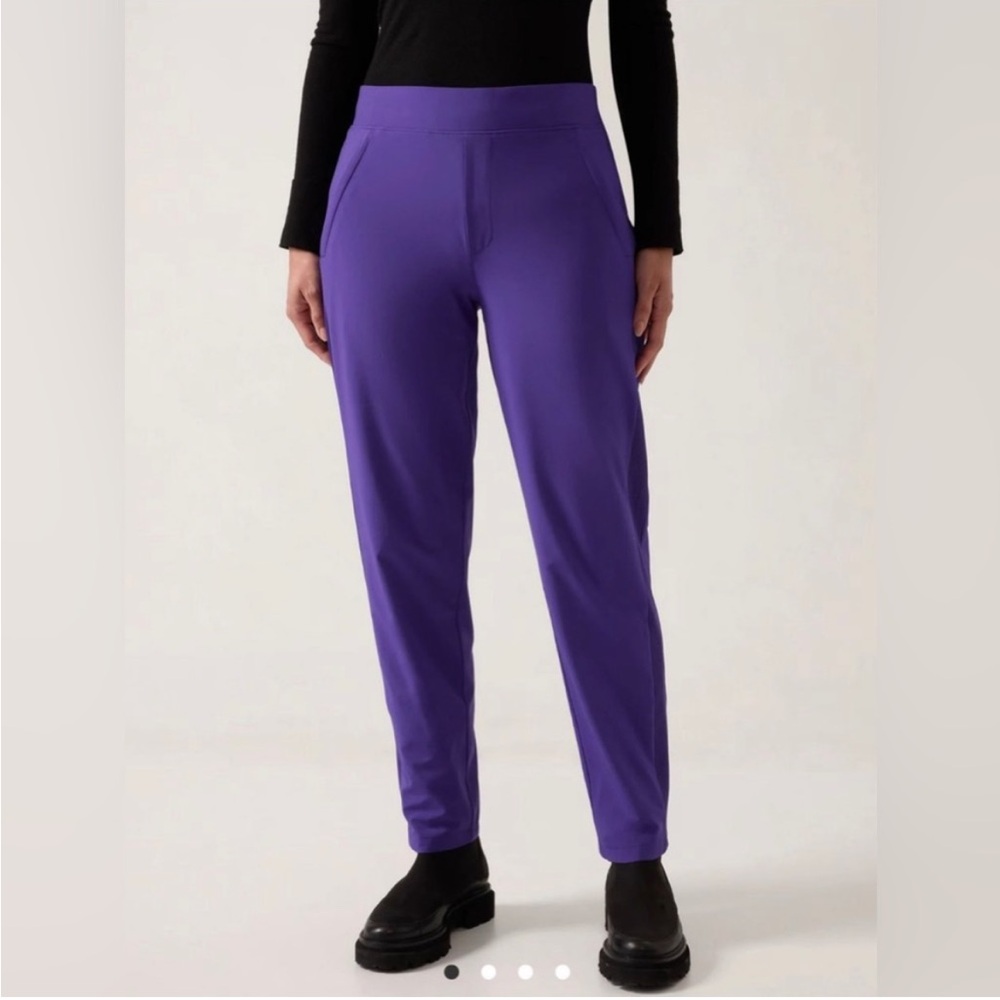 NWT Athleta Size 0 TALL Brooklyn Lined Pant Stretchy Pull On Slim Tapered Purple